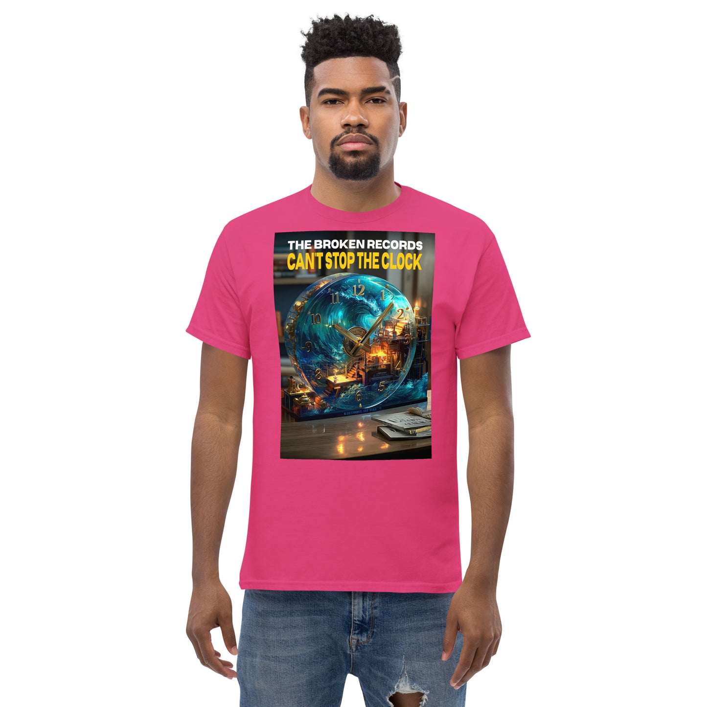 Can’t Stop the Clock Unisex Rock Band T-Shirt - Heliconia