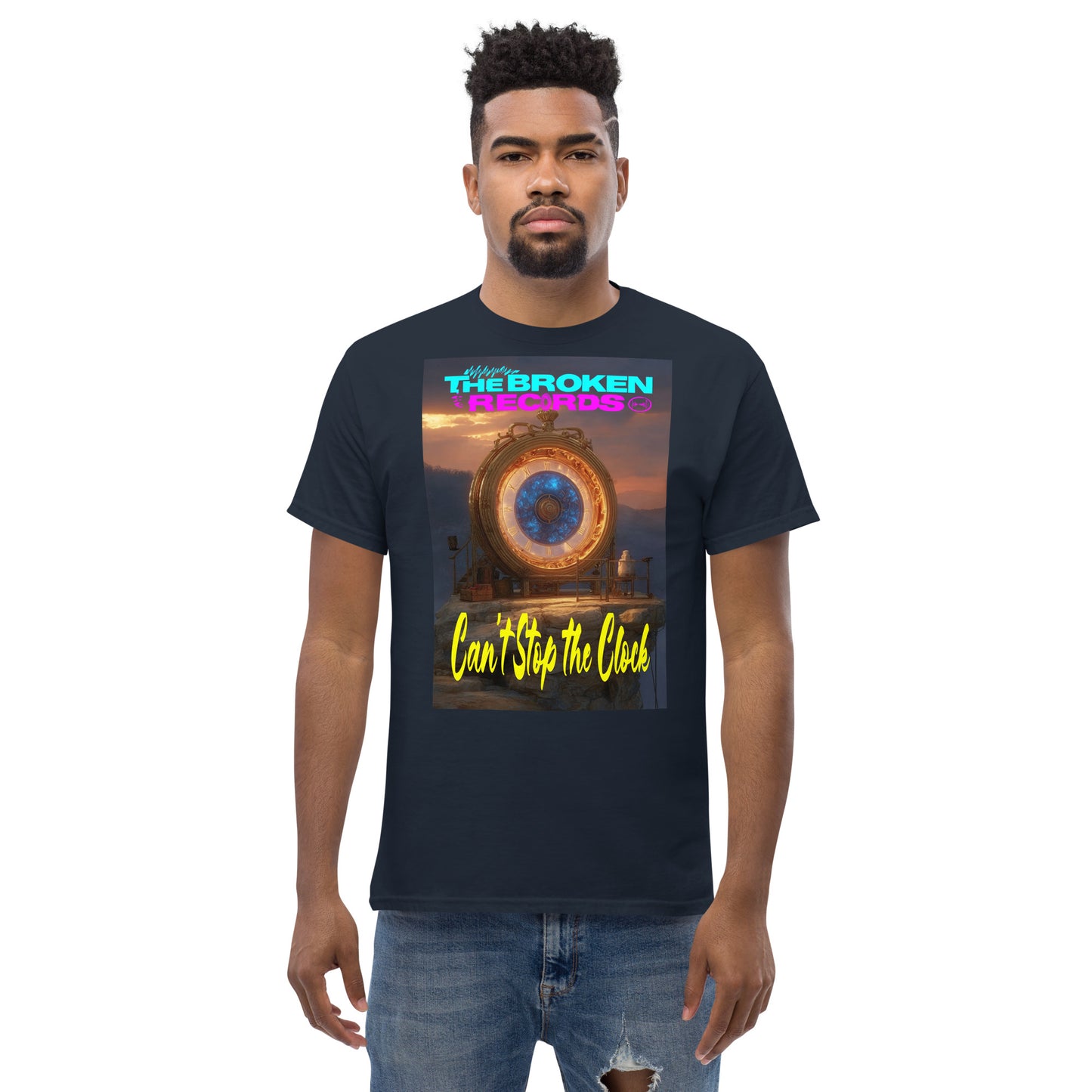 Can’t Stop the Clock Unisex Rock Band T-Shirt - Navy