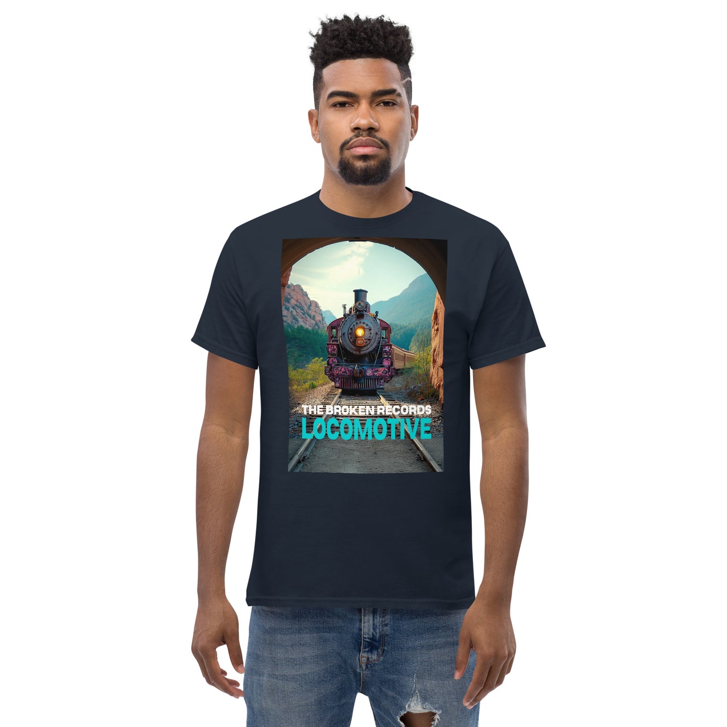 Locomotive Unisex Rock Band T-Shirt - Navy 