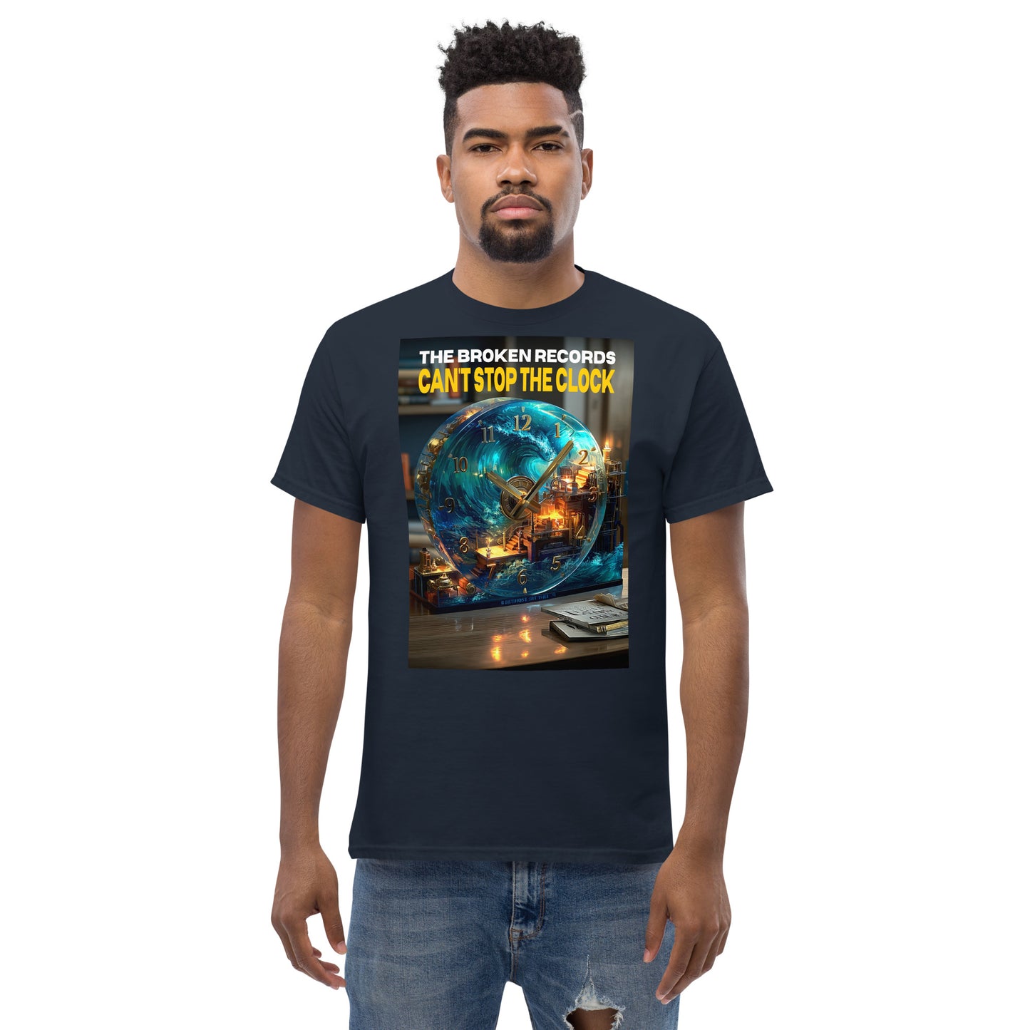 Can’t Stop the Clock 1 - Unisex Rock Band T-Shirt - Navy