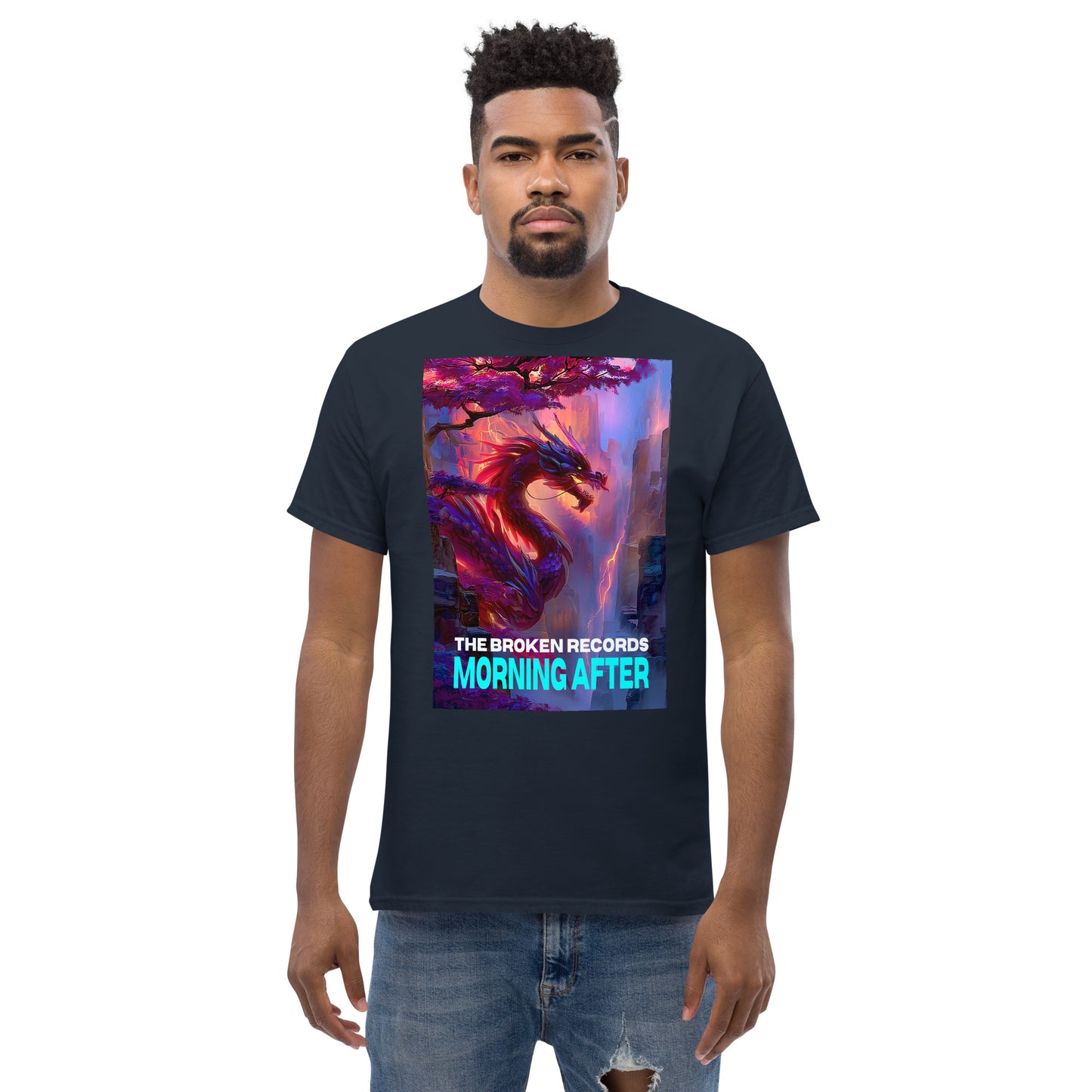 Morning After Red Dragon 2 Unisex Rock Band T-Shirt - Navy 