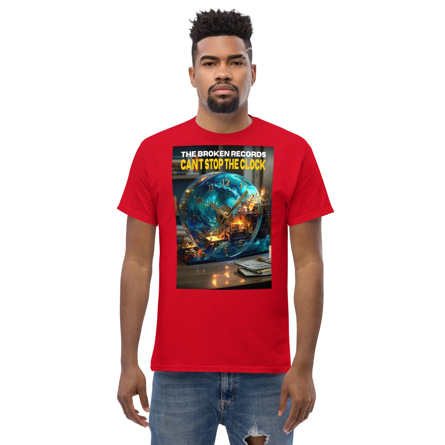 Can’t Stop the Clock 1 - Unisex Rock Band T-Shirt - Red
