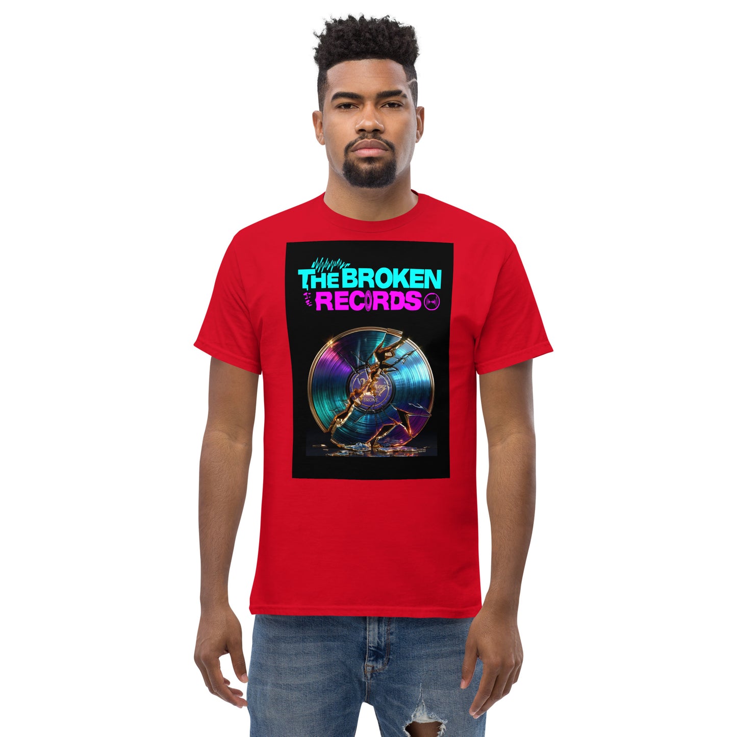 The Broken Records Unisex Rock Band T-Shirt - Red 
