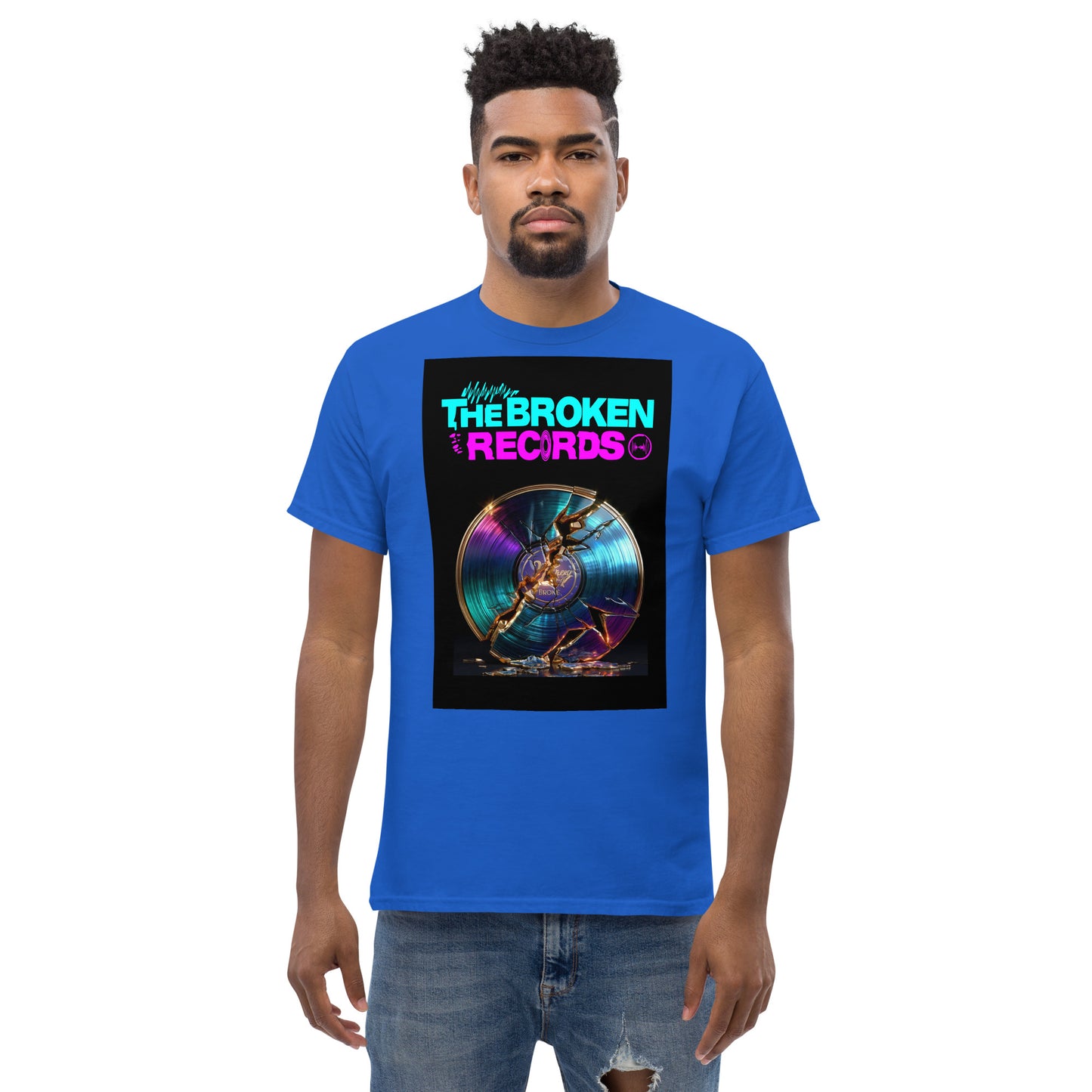 The Broken Records Unisex Rock Band T-Shirt - Royal Blue 