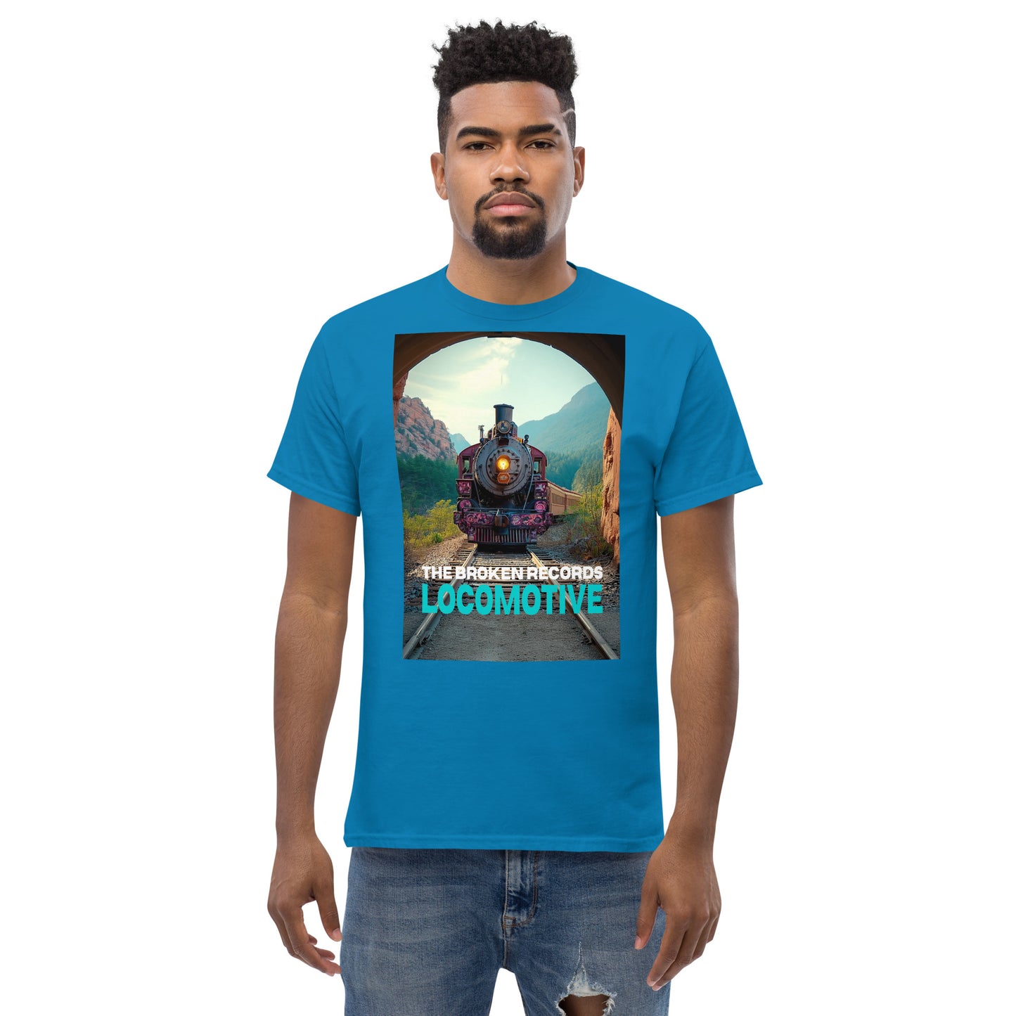Locomotive Unisex Rock Band T-Shirt - Sapphire Blue 