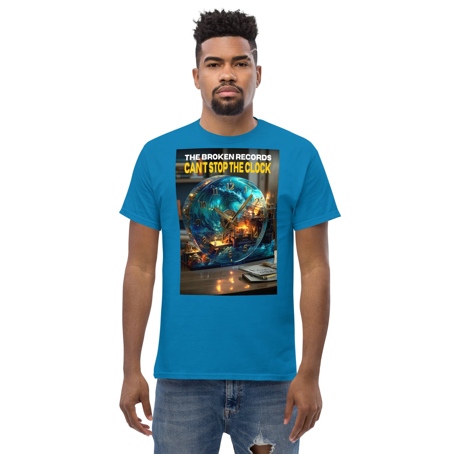 Can’t Stop the Clock Unisex Rock Band T-Shirt - Sapphire Blue 