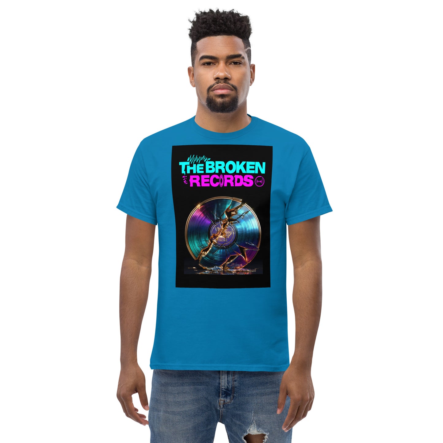 The Broken Records Unisex Rock Band T-Shirt - Sapphire Blue 