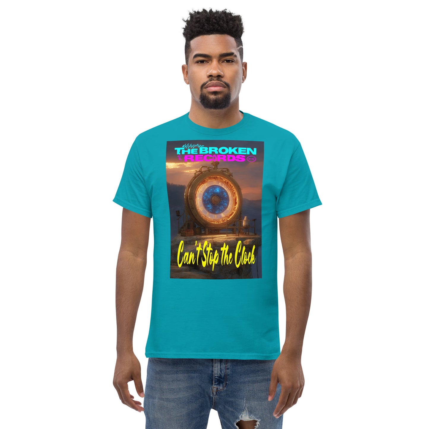 Can’t Stop the Clock Unisex Rock Band T-Shirt - Tropical Blue 