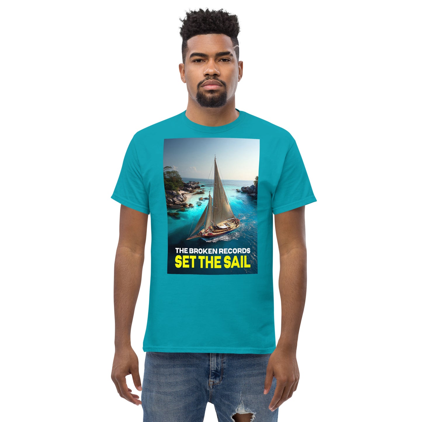 Set the Sail Unisex Rock Band T-Shirt - Tropical Blue 