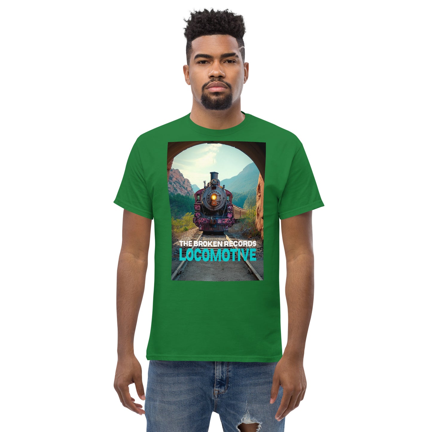 Locomotive Unisex Rock Band T-Shirt - Turf Green 