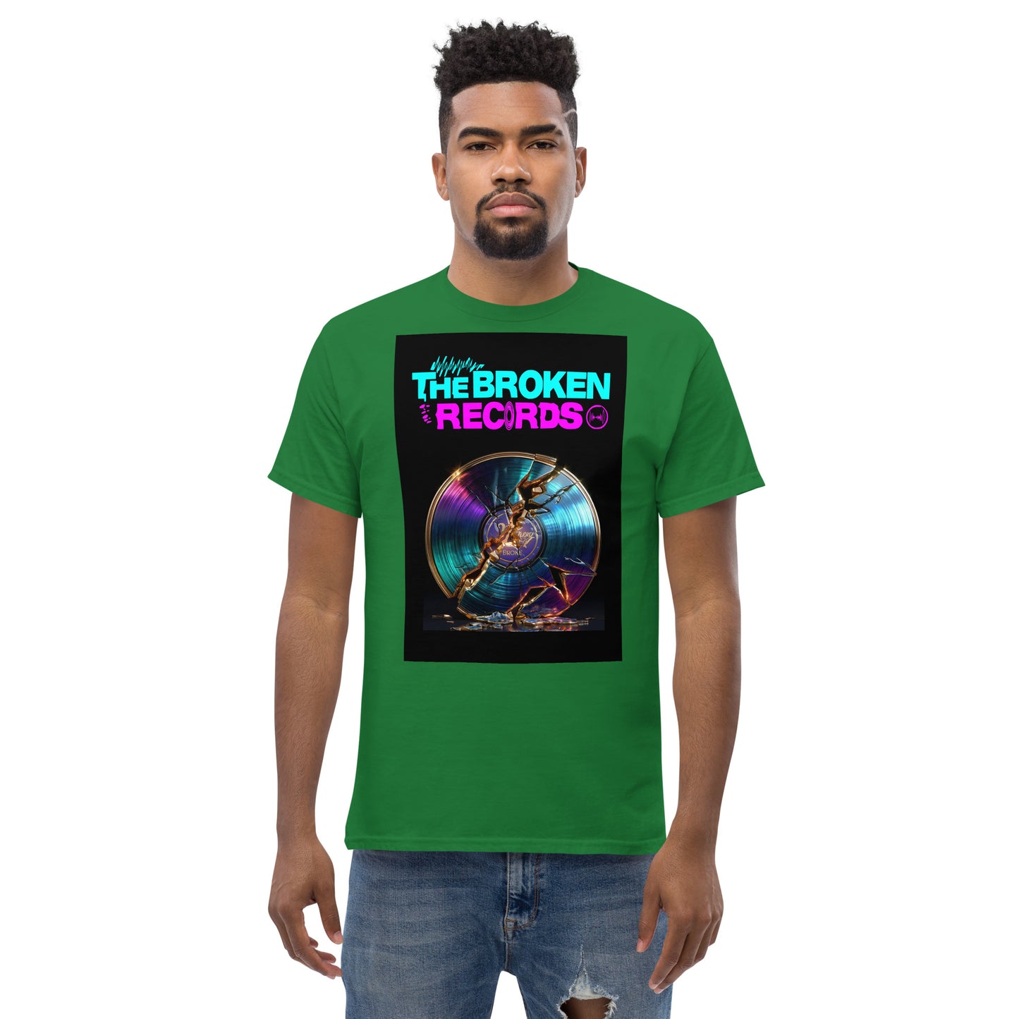 The Broken Records Unisex Rock Band T-Shirt - Turf Green 