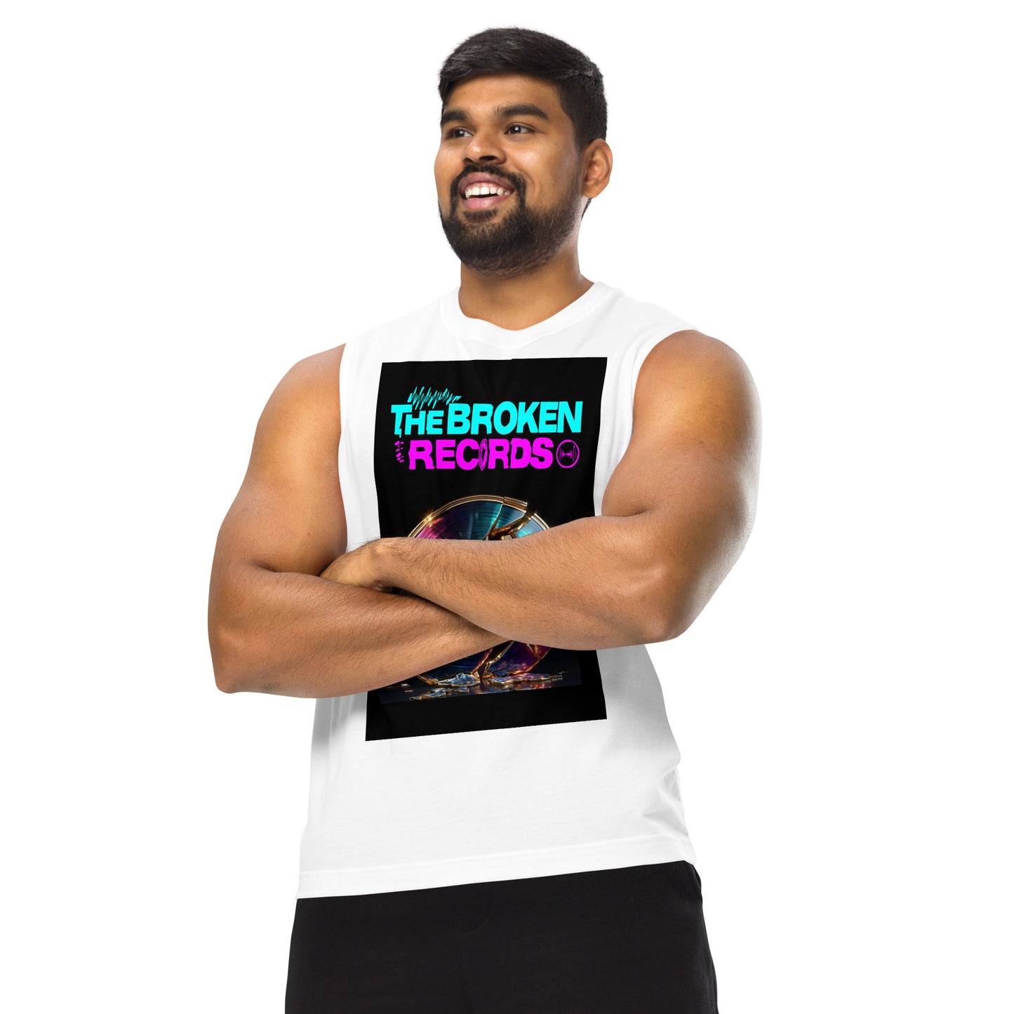 The Broken Records Album Muscle Shirt White