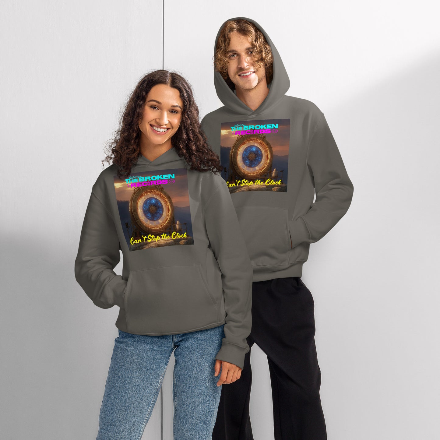 Can't Stop the Clock 2 Oversized Heavyweight Rock Band Hoodie - Asphalt 