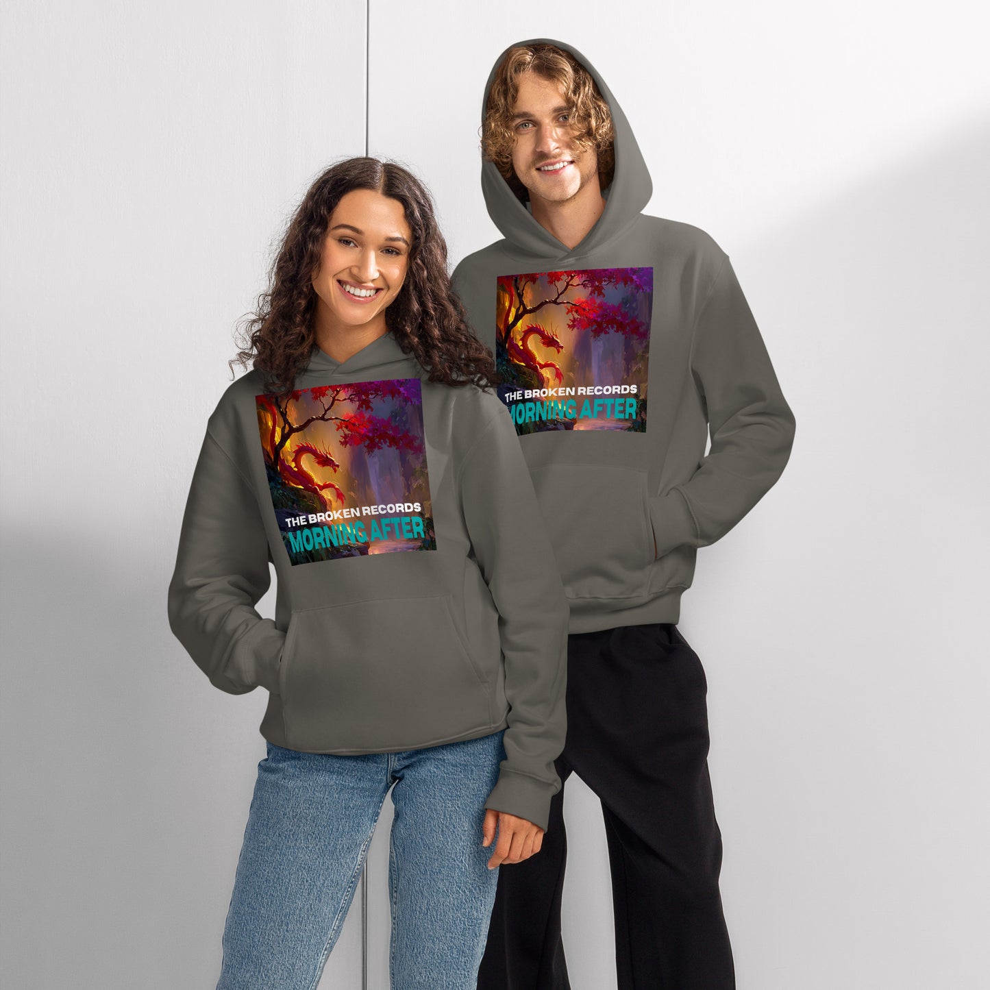 Morning After Red Dragon 1 Oversized Heavyweight Rock Band Hoodie - Asphalt