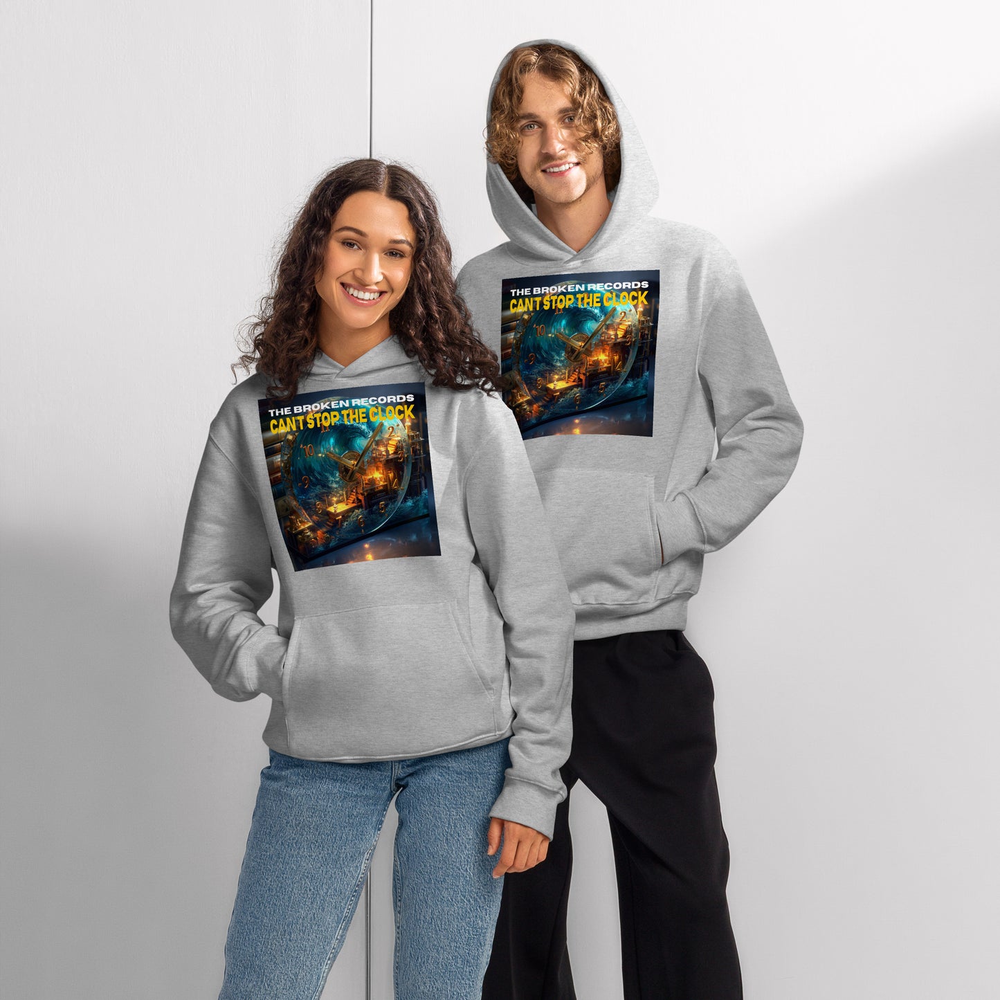 Can't Stop the Clock 1 Oversized Heavyweight Rock Band Hoodie - Athletic Heather 