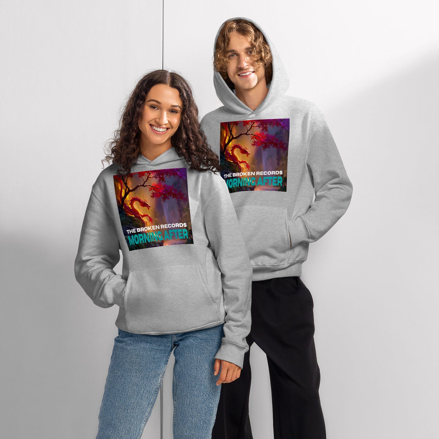 Morning After Red Dragon 1 Oversized Heavyweight Rock Band Hoodie - Athletic Heather 