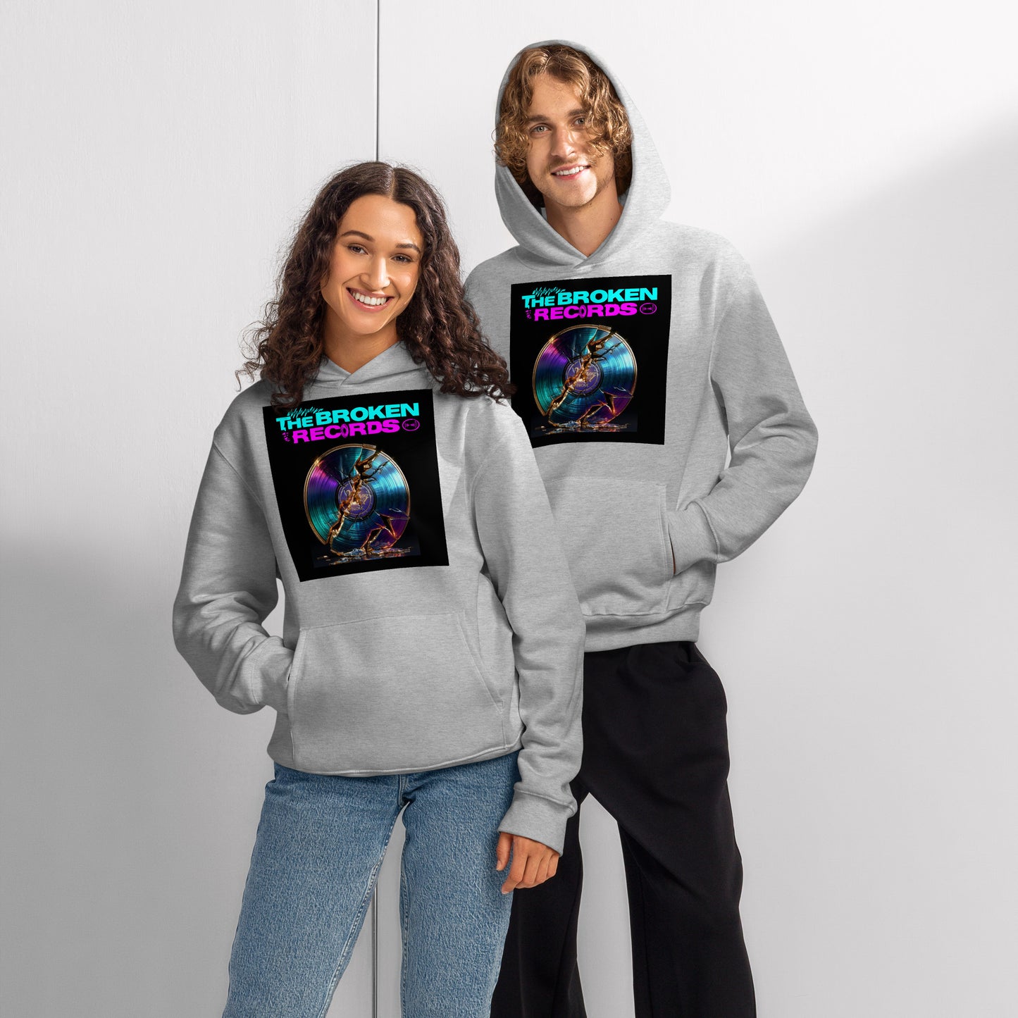 The Broken Records Album Oversized Heavyweight Rock Band Hoodie - Athletic Heather 