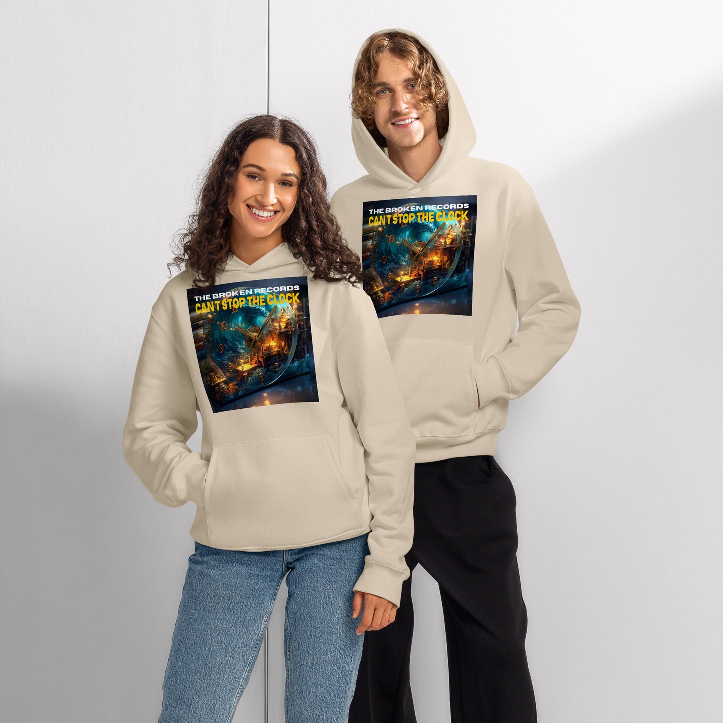 Can't Stop the Clock 1 Oversized Heavyweight Rock Band Hoodie - Dust
