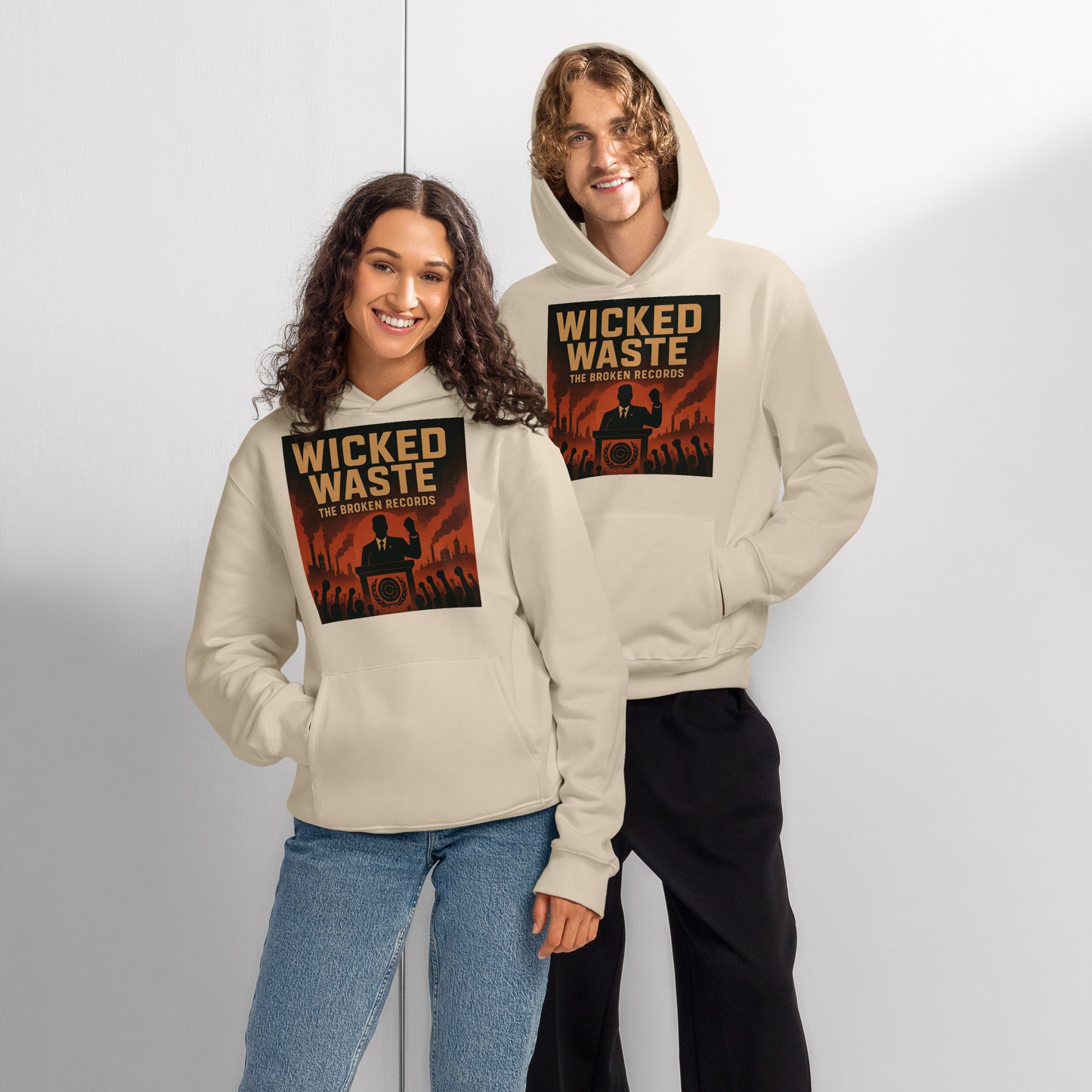 Wicked Waste Oversized Heavyweight Rock Band Hoodie - Dust 