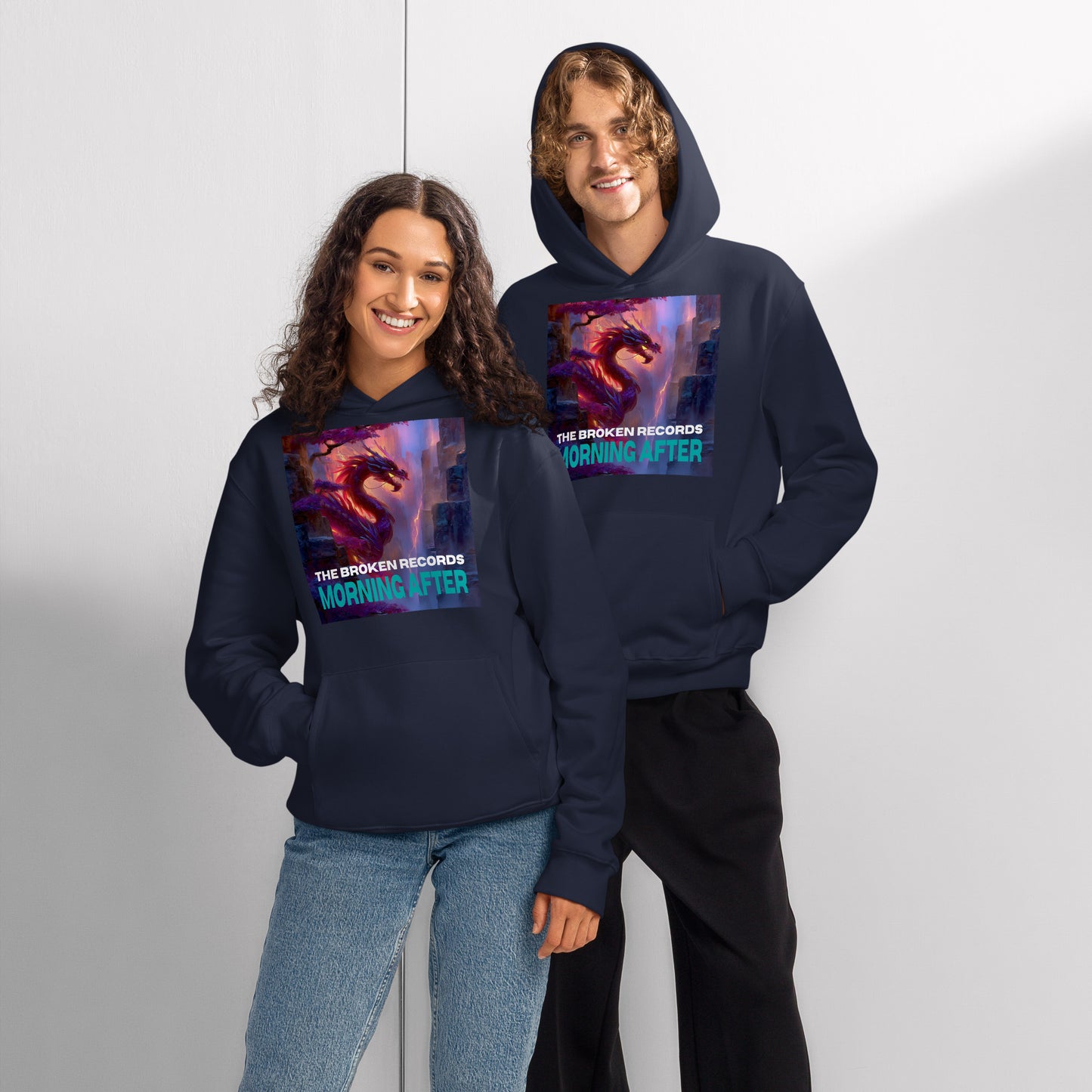 Morning After Red Dragon 2 - Oversized Heavyweight Rock Band Hoodie - Navy 