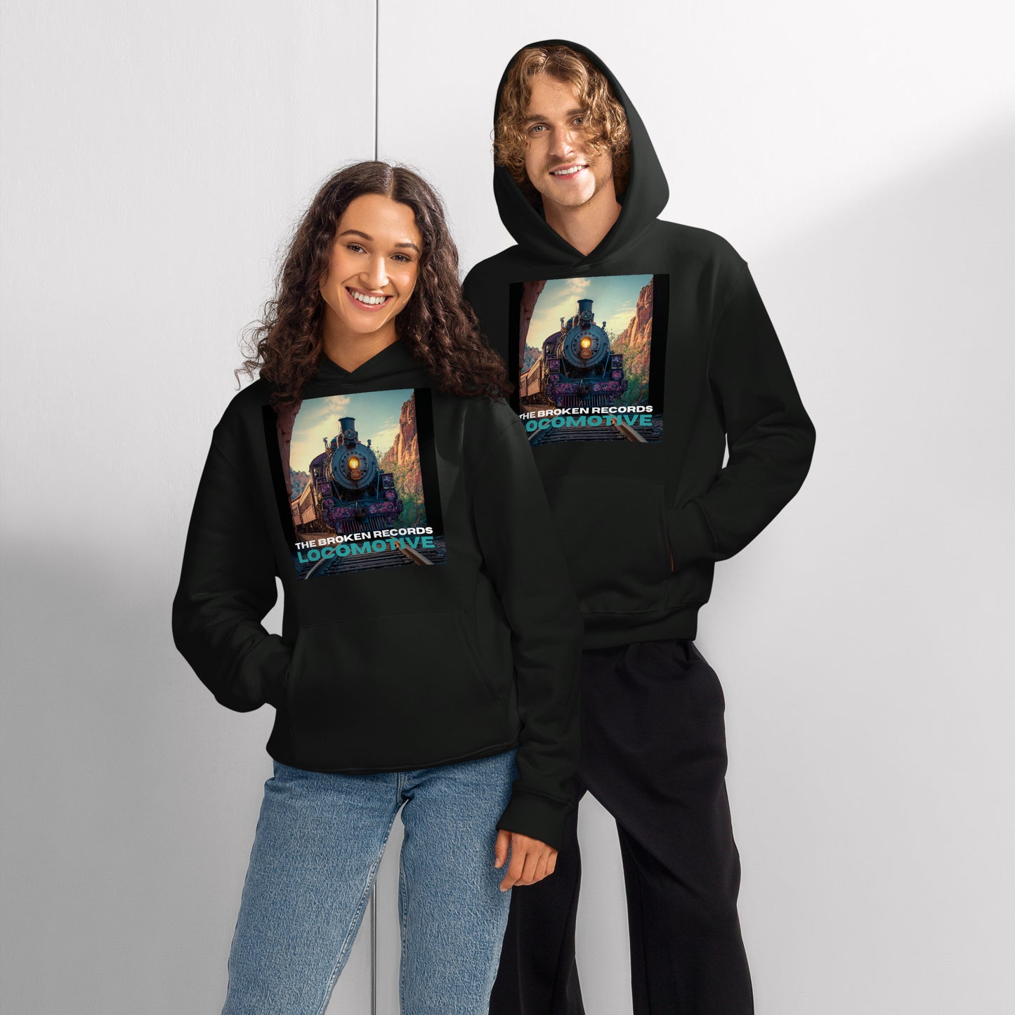 Locomotive Oversized Heavyweight Rock Band Hoodie - Vintage Black 