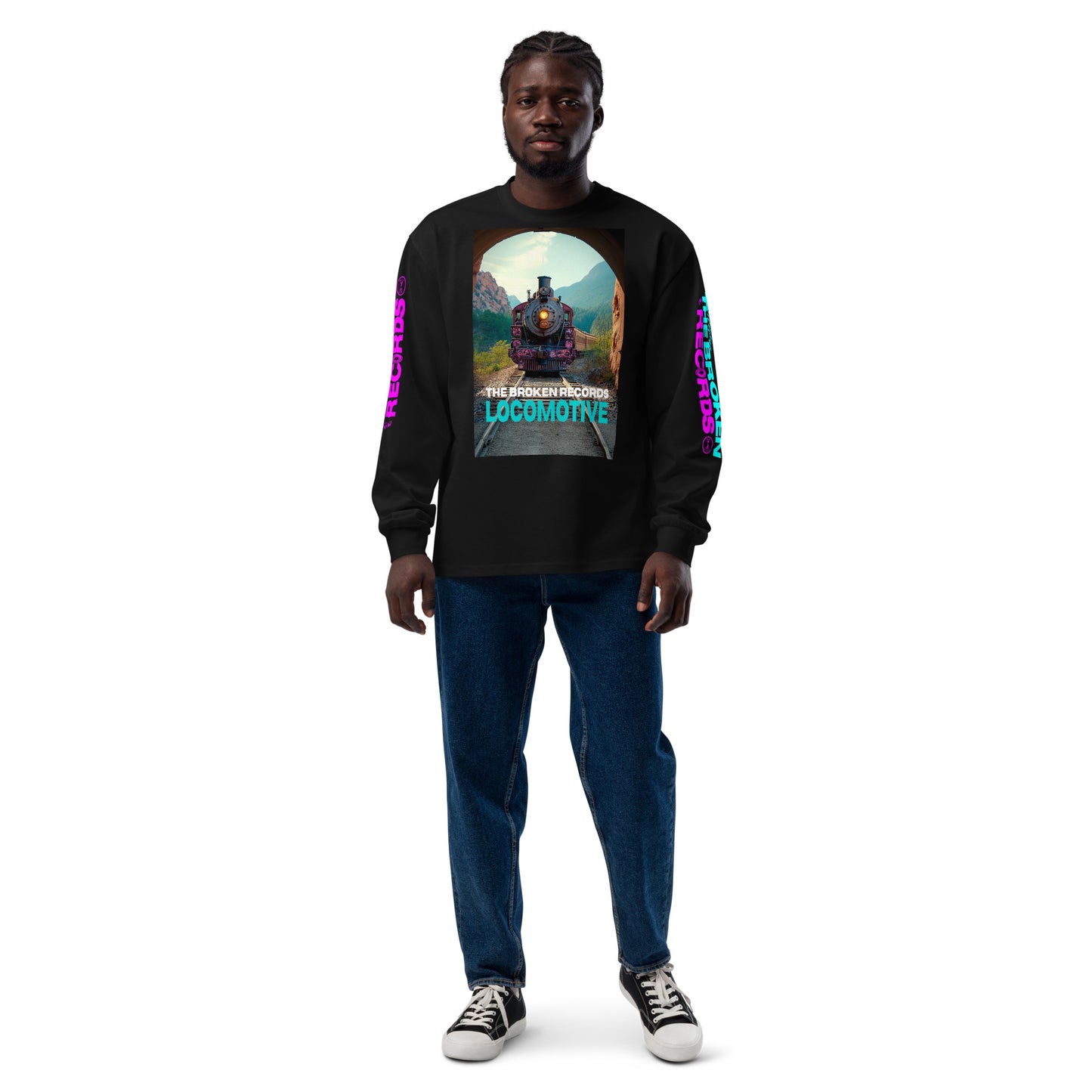 Locomotive Unisex Premium Heavyweight Long Sleeve Rock Band Shirt - Black 
