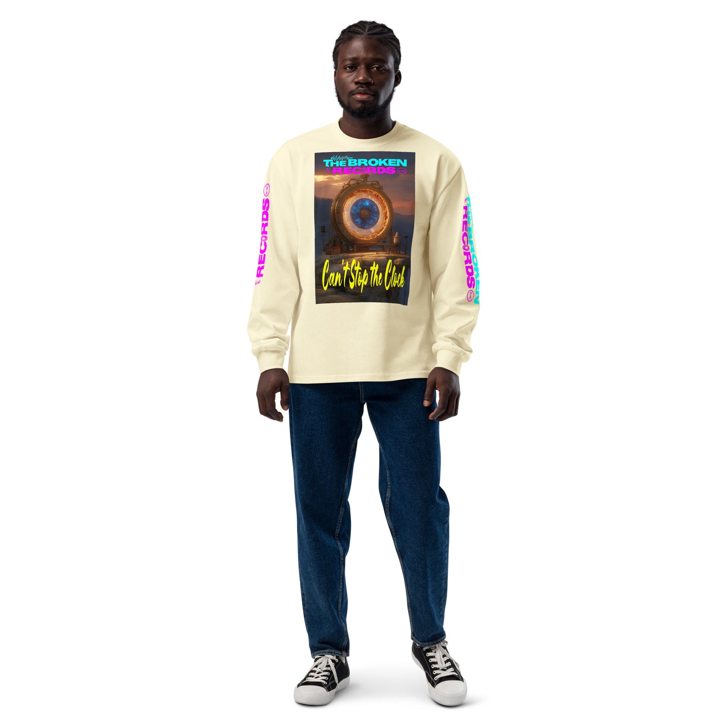 Can’t Stop the Clock Unisex Premium Heavyweight Long Sleeve Rock Band Shirt - Butter