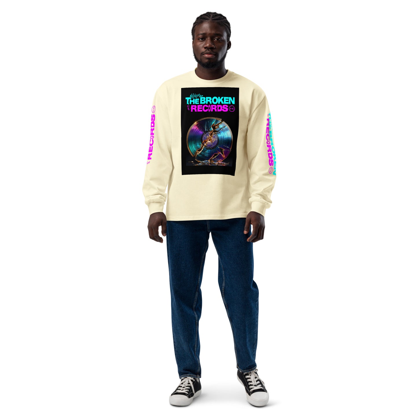 The Broken Records Album Unisex Premium Heavyweight Long Sleeve Rock Band Shirt - Butter 