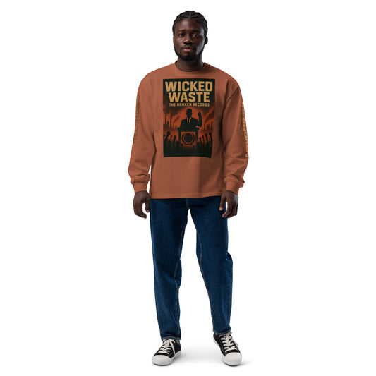 Wicked Waste Unisex Premium Heavyweight Long Sleeve Rock Band Shirt - Clay