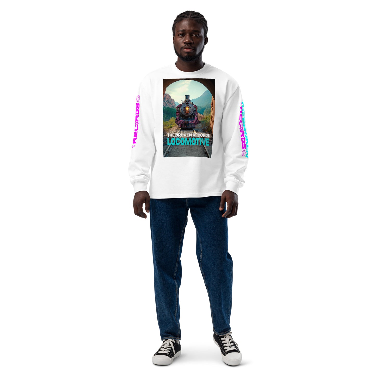 Locomotive Unisex Premium Heavyweight Long Sleeve Rock Band Shirt - White 