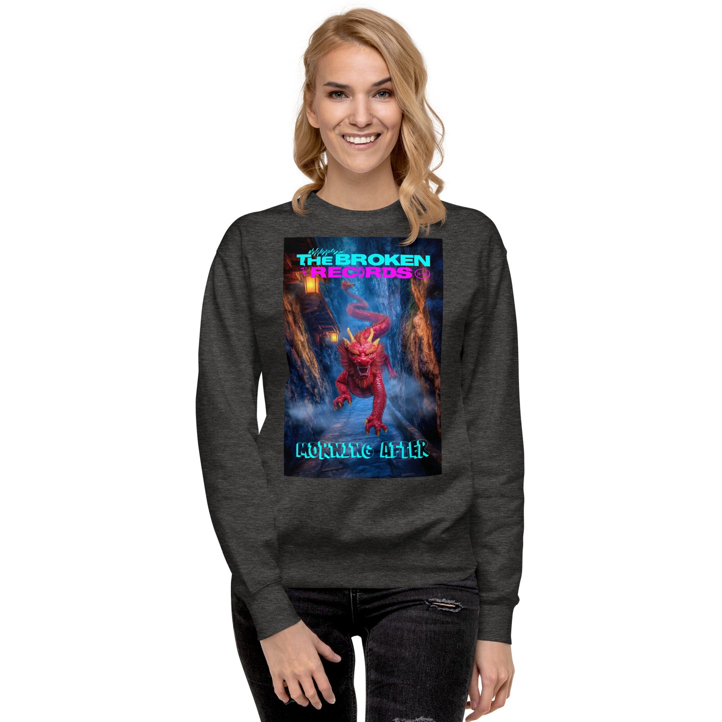 Morning After Red Dragon 3 Rock Band Unisex Premium Sweatshirt - Charcoal Heather