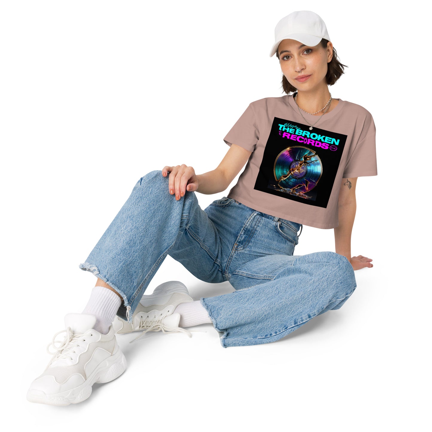 The Broken Records Album Women’s Crop Top - Hazy Pink 