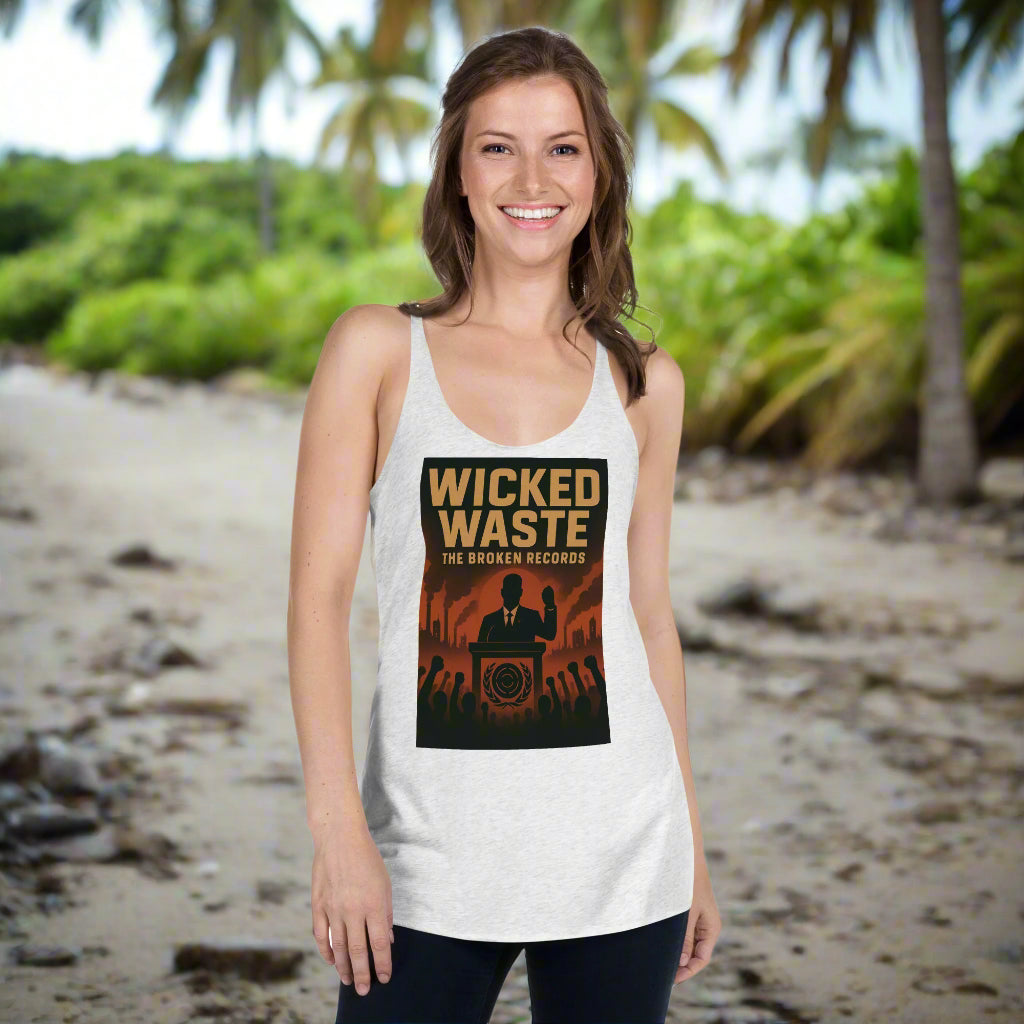 Wicked Waste Women's Racerback Rock Band Tank - Heather White