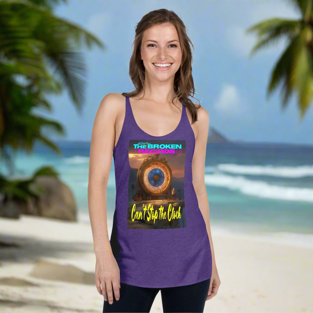 Can't Stop the Clock 2 Women's Racerback Rock Band Tank - Purple