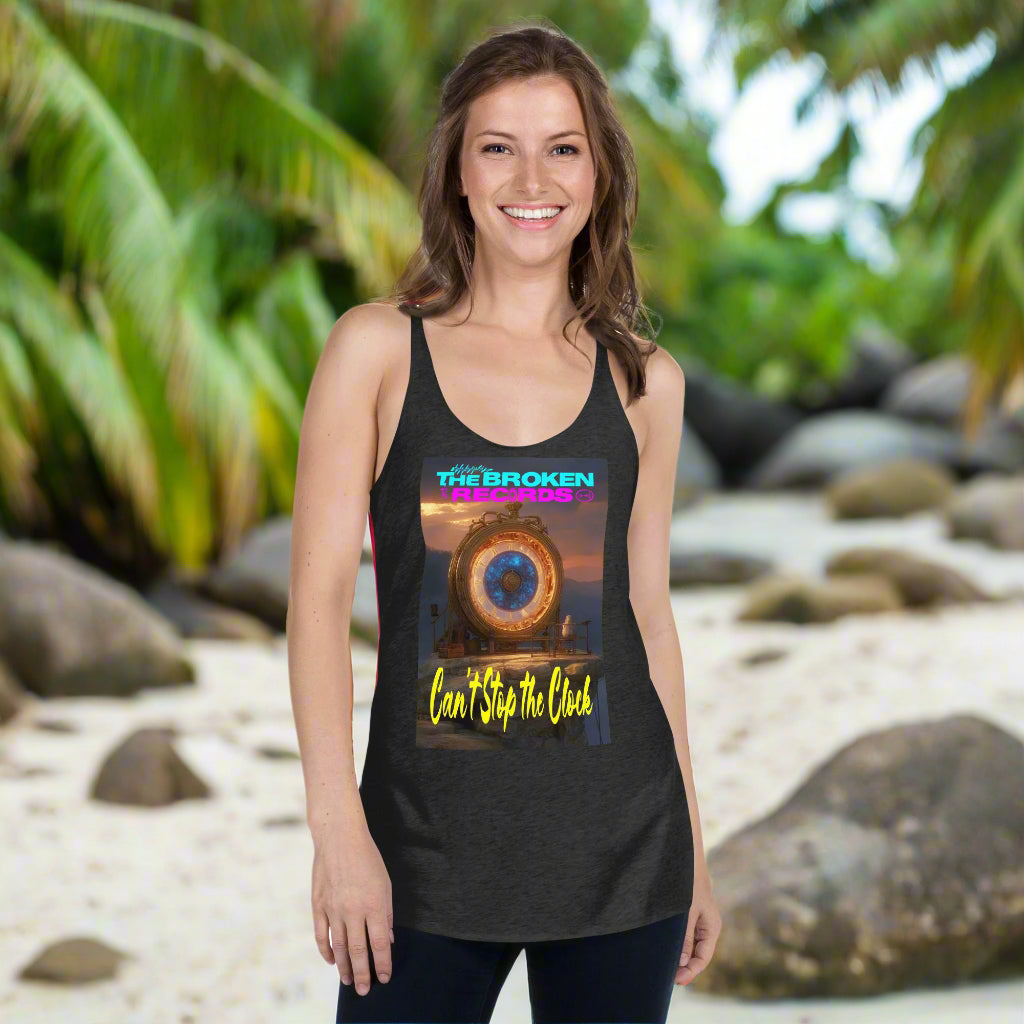 Can't Stop the Clock 2 Women's Racerback Rock Band Tank - Vintage Black