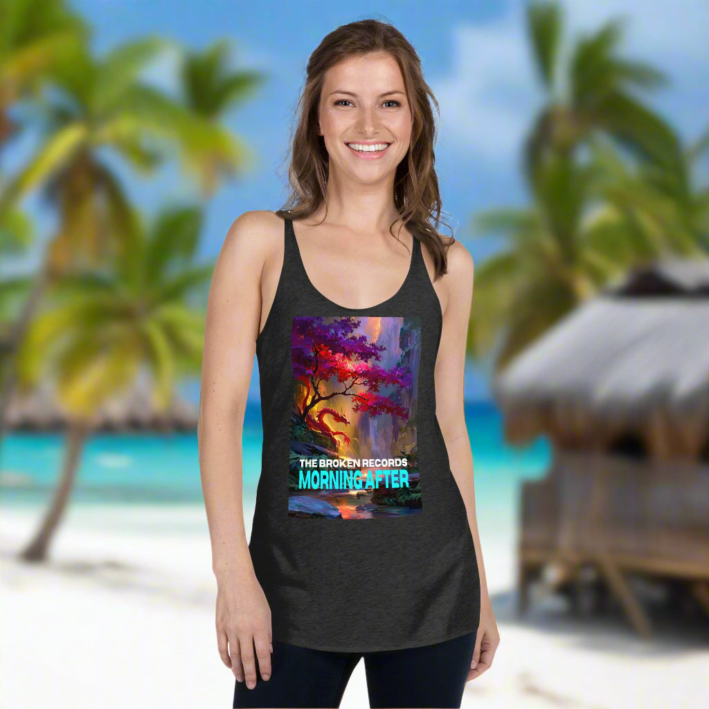 Morning After Red Dragon 1 Women's Racerback Rock Band Tank - Vintage Black