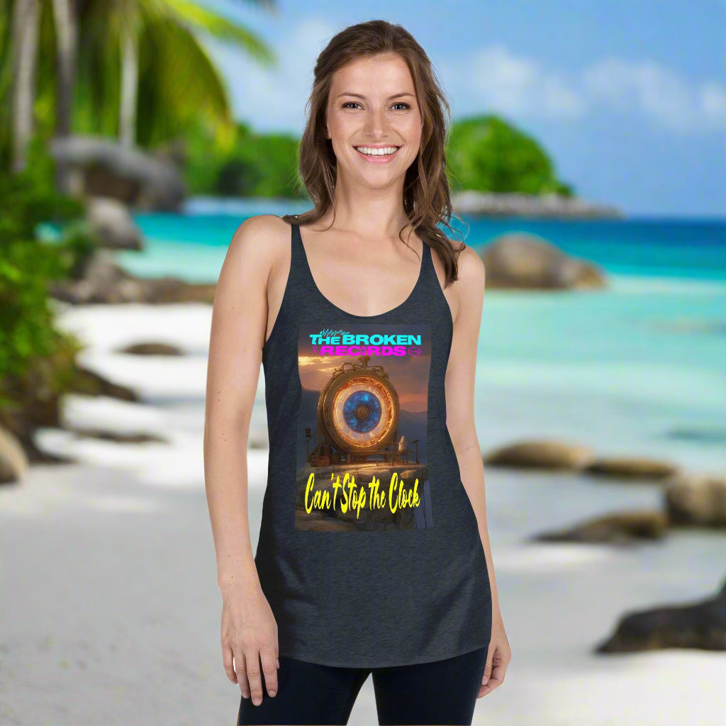 Can't Stop the Clock 2 Women's Racerback Rock Band Tank - Vintage Navy