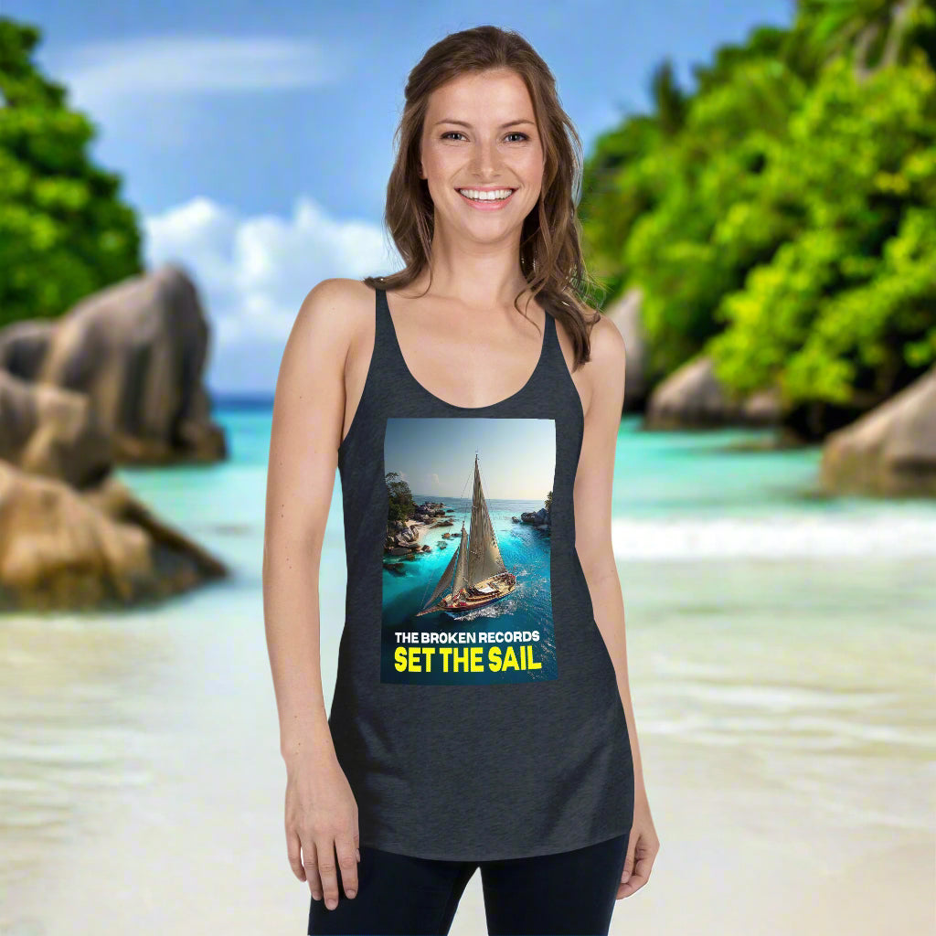 Set the Sail Women's Racerback Rock Band Tank - Vintage Navy