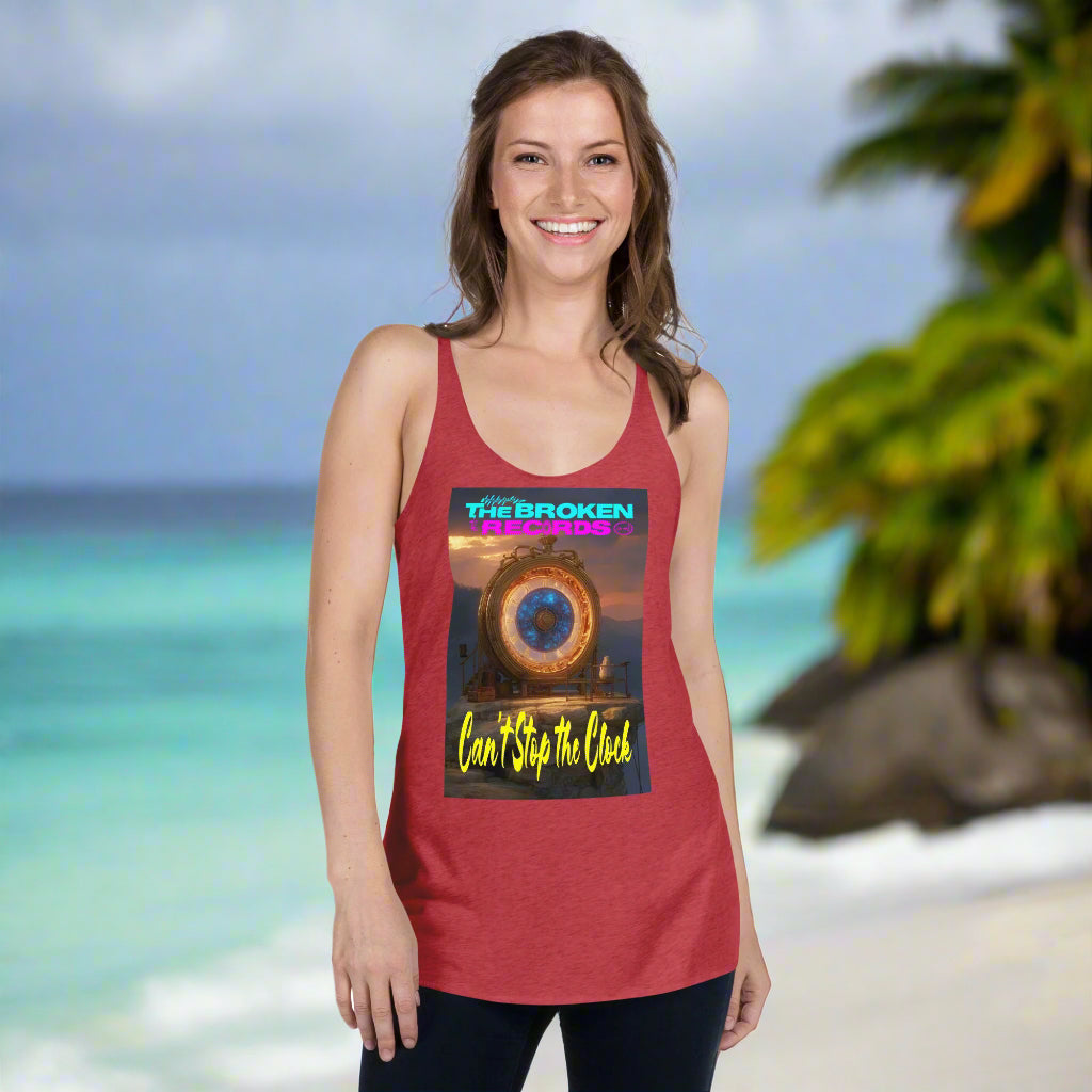 Can't Stop the Clock 2 Women's Racerback Rock Band Tank - Vintage Red