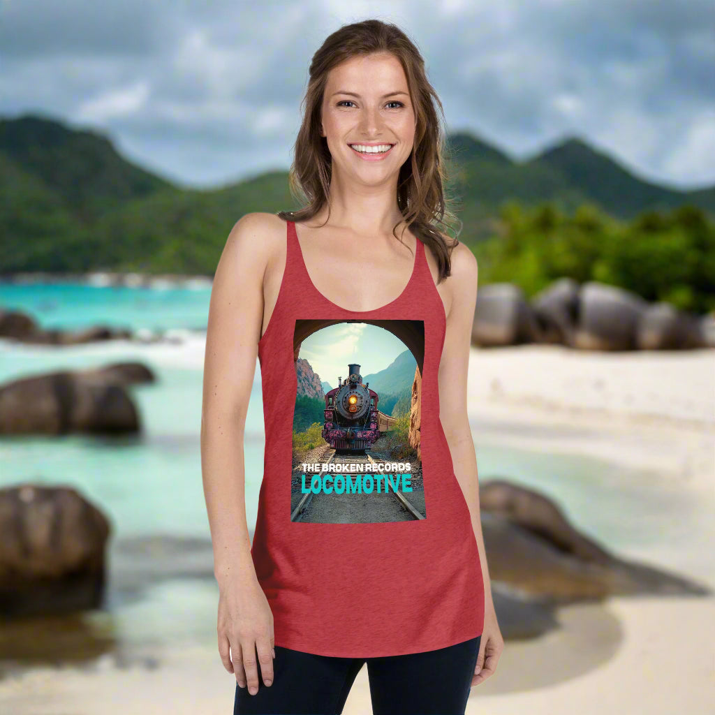 Locomotive Women's Racerback Rock Band Tank - Vintage Red