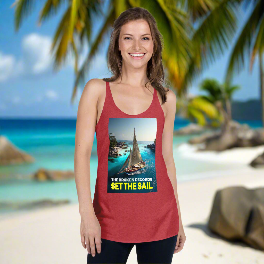 Set the Sail Women's Racerback Rock Band Tank - Vintage Red