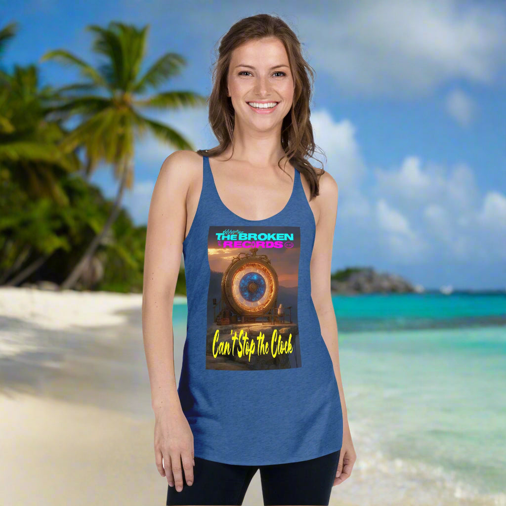 Can't Stop the Clock 2 Women's Racerback Rock Band Tank - Vintage Royal Blue
