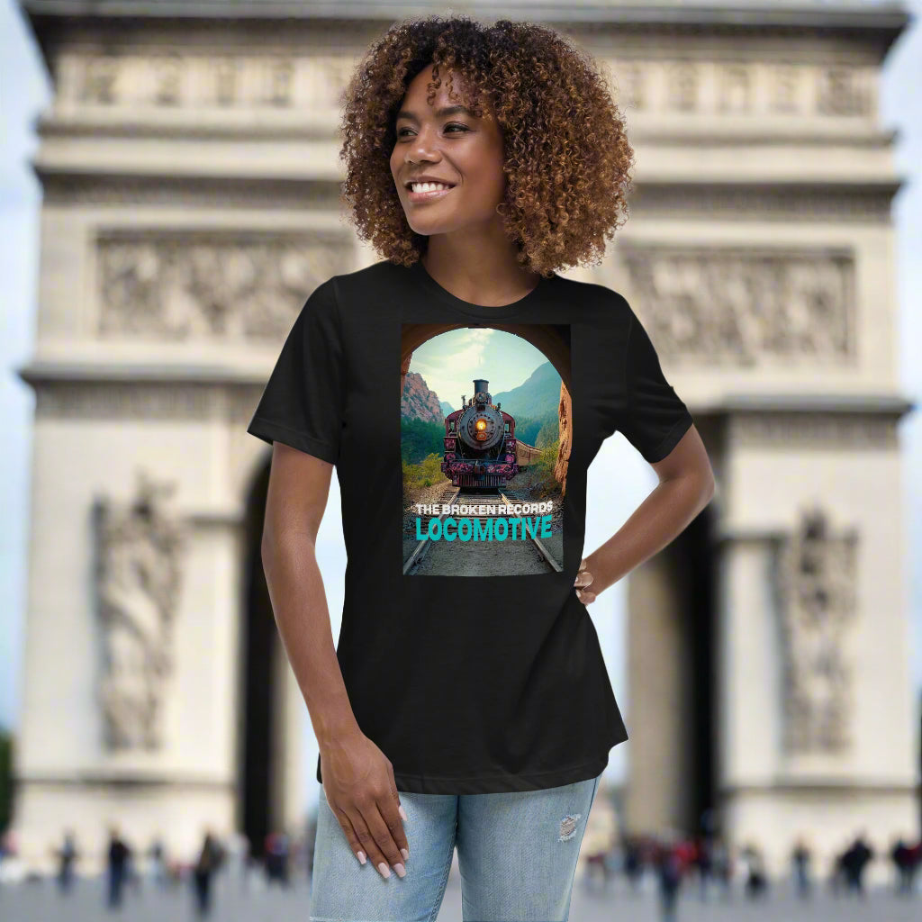 Locomotive Women's Relaxed Rock Band T-Shirt - Black