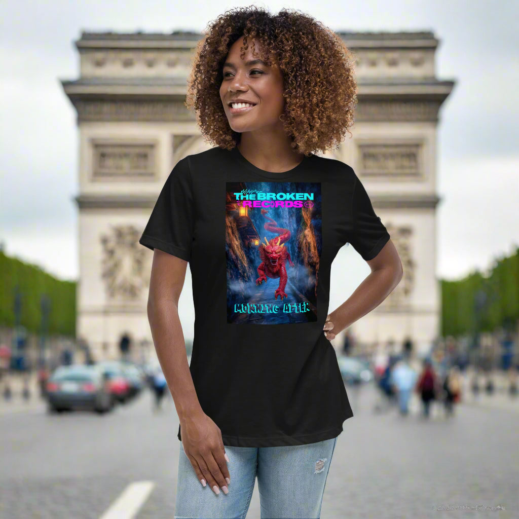 Morning After Red Dragon 3 Women's Relaxed Rock Band T-Shirt - Black