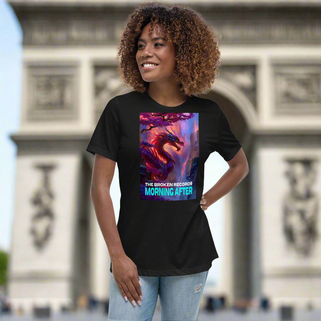 Morning After Red Dragon 2 Women's Relaxed Rock Band T-Shirt - Black