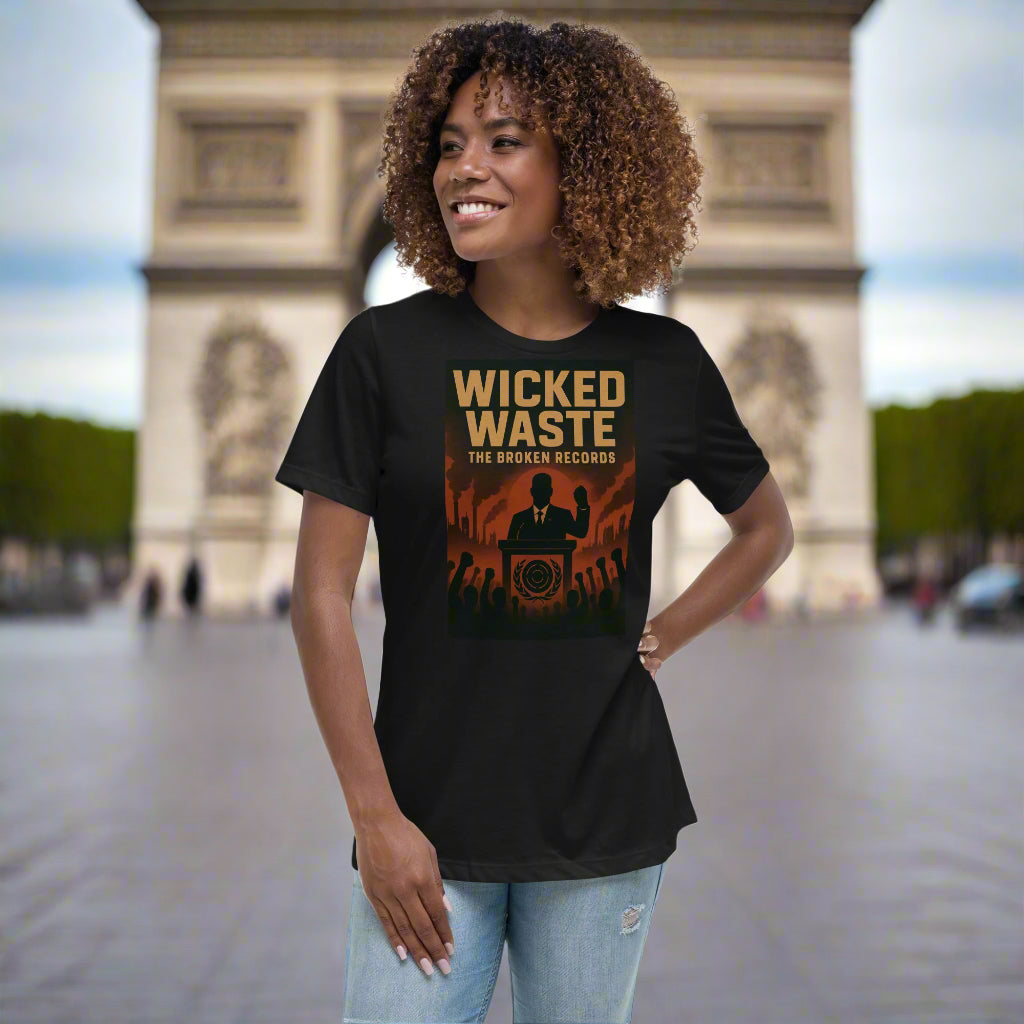 Wicked Waste Women's Relaxed Rock Band T-Shirt - Black