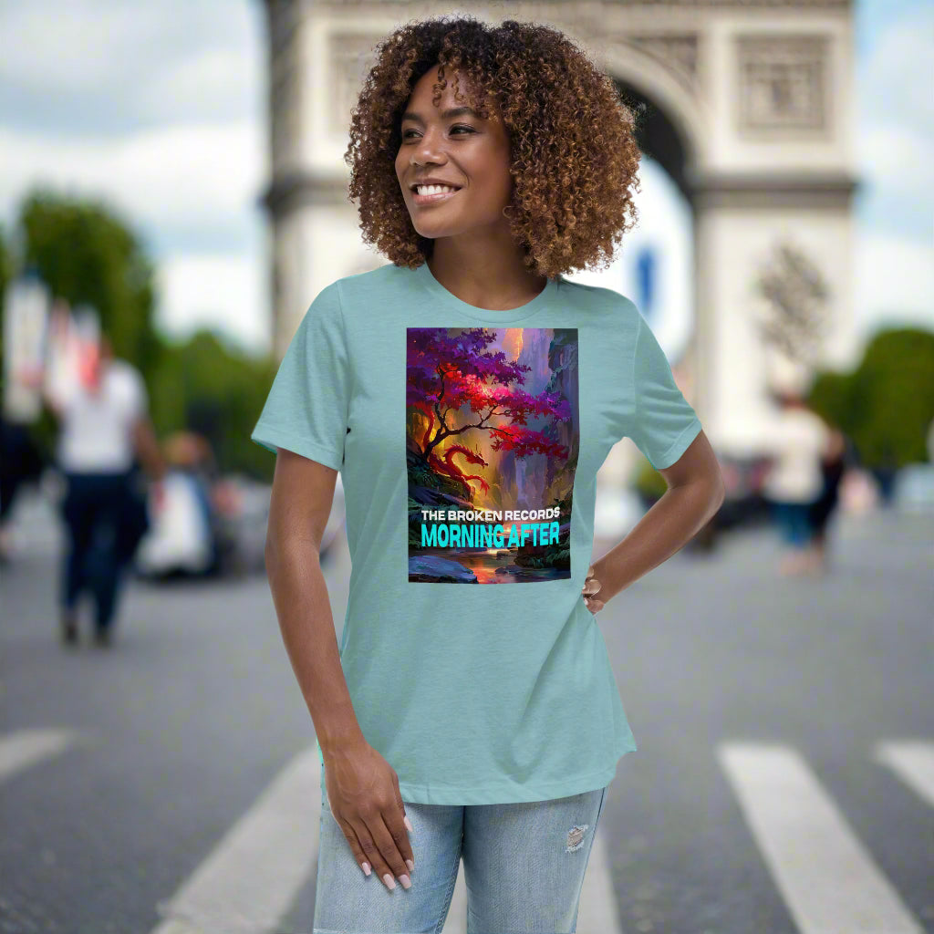 Morning After Red Dragon 1 Women's Relaxed Rock Band T-Shirt - Heather Blue