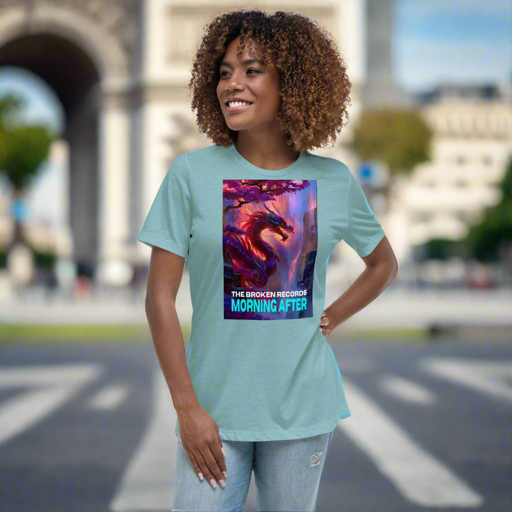 Morning After Red Dragon 2 Women's Relaxed Rock Band T-Shirt - Heather Blue