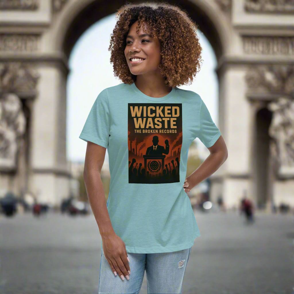 Wicked Waste Women's Relaxed Rock Band T-Shirt - Heather Blue
