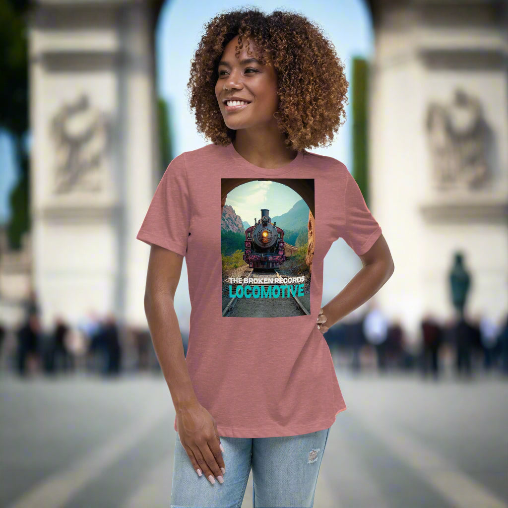Locomotive Women's Relaxed Rock Band T-Shirt - Heather Mauve